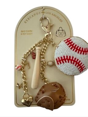 ⚾️🔹️Eye Candy 🔹️Baseball Charm Keychain with Gold Chain